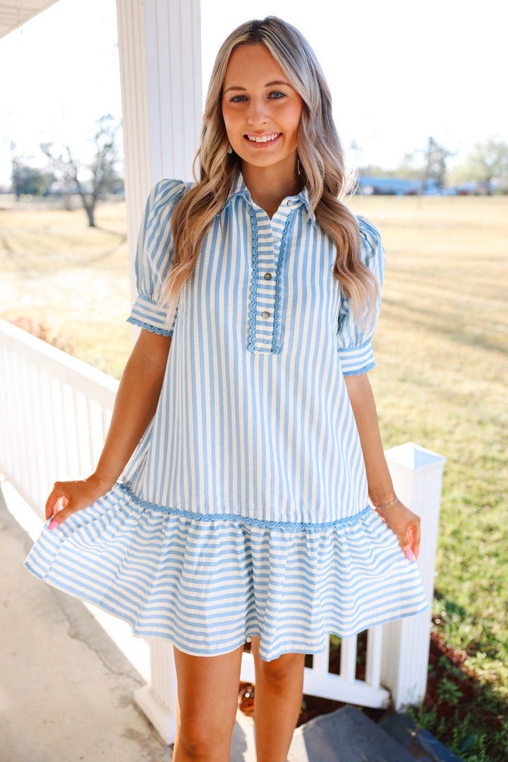 Striped Era Dress "Light Blue"