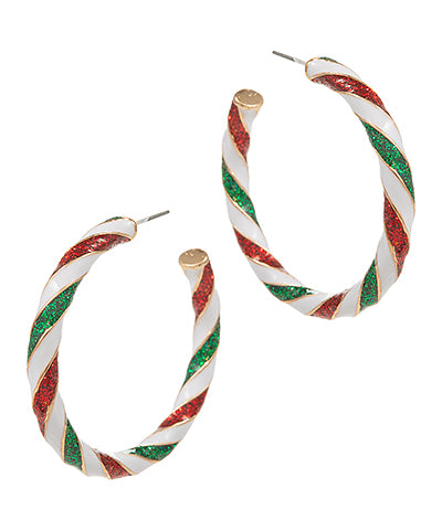 Twisted Christmas Color Enamel Hoops "Multi"