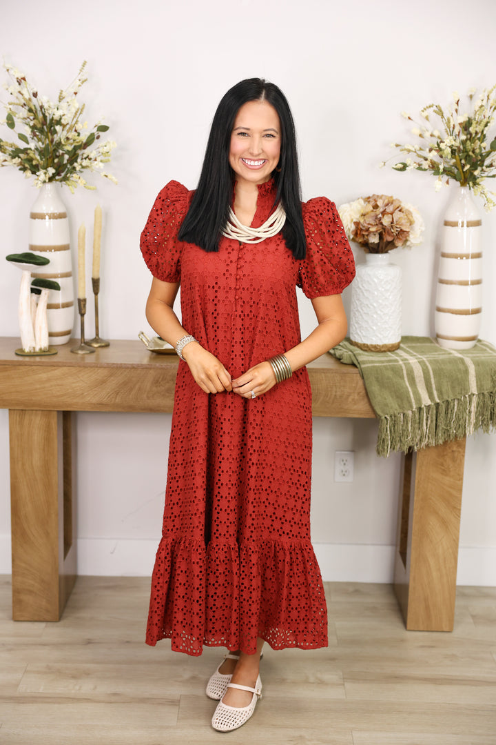 The Everlasting Eyelet Dress "Rust"