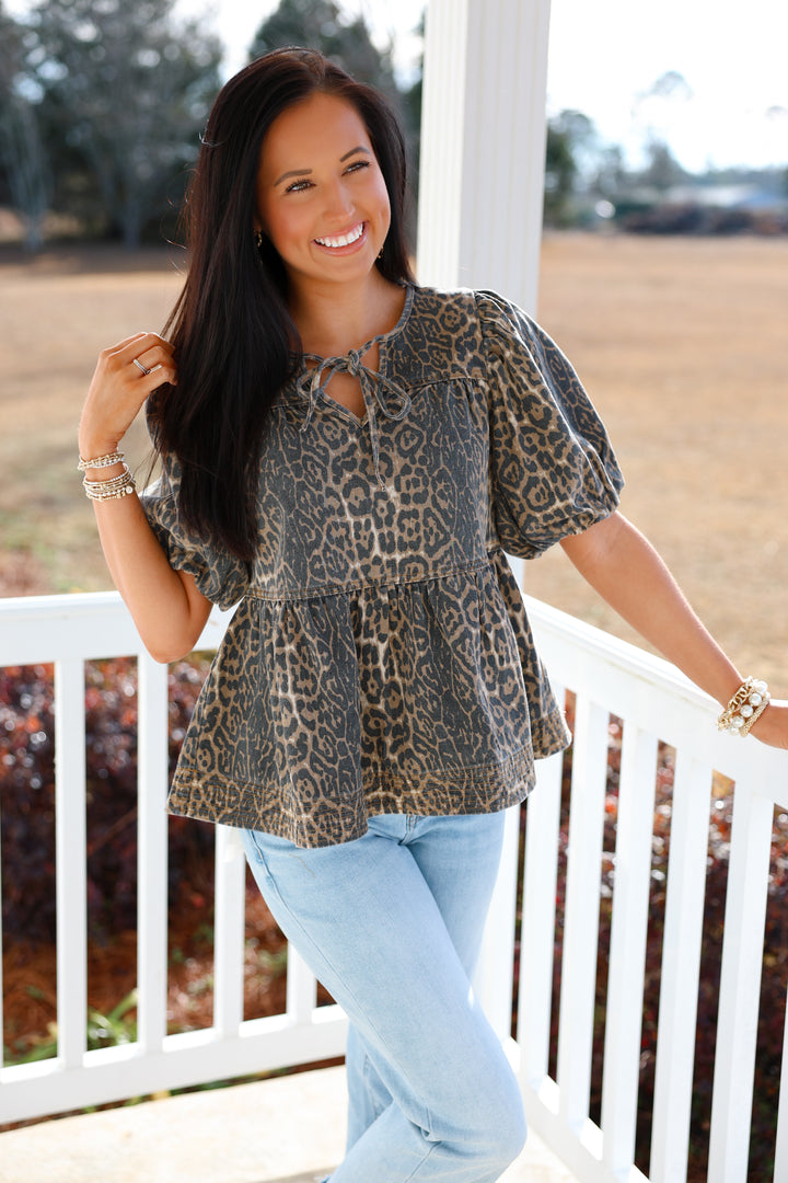 Leopard Babydoll Top