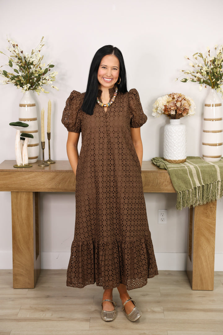 The Everlasting Eyelet Dress "Brown"