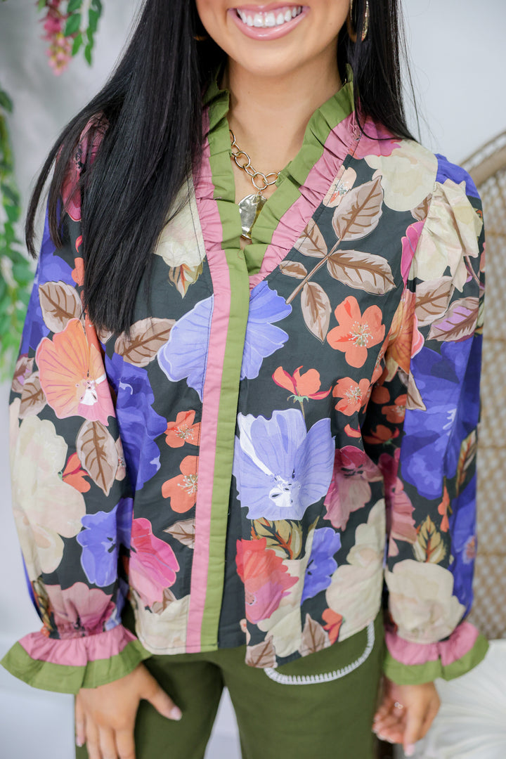 Midnight Florals Top "Black"