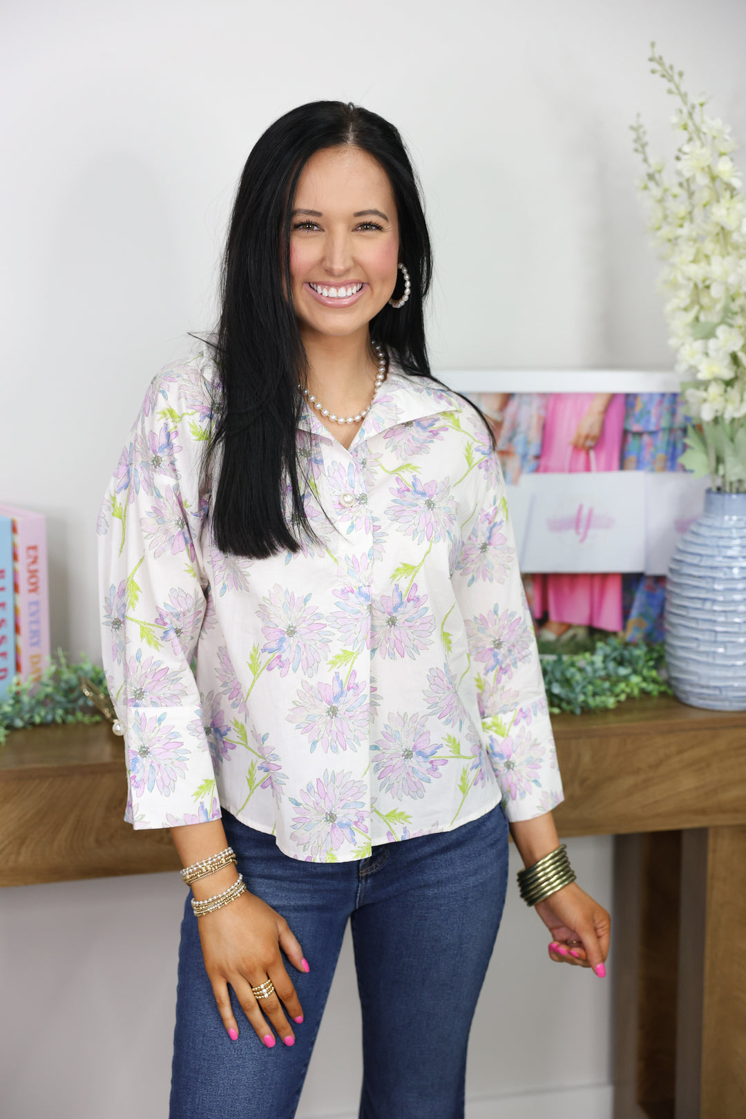 Lavender Meadow Top "Off White"