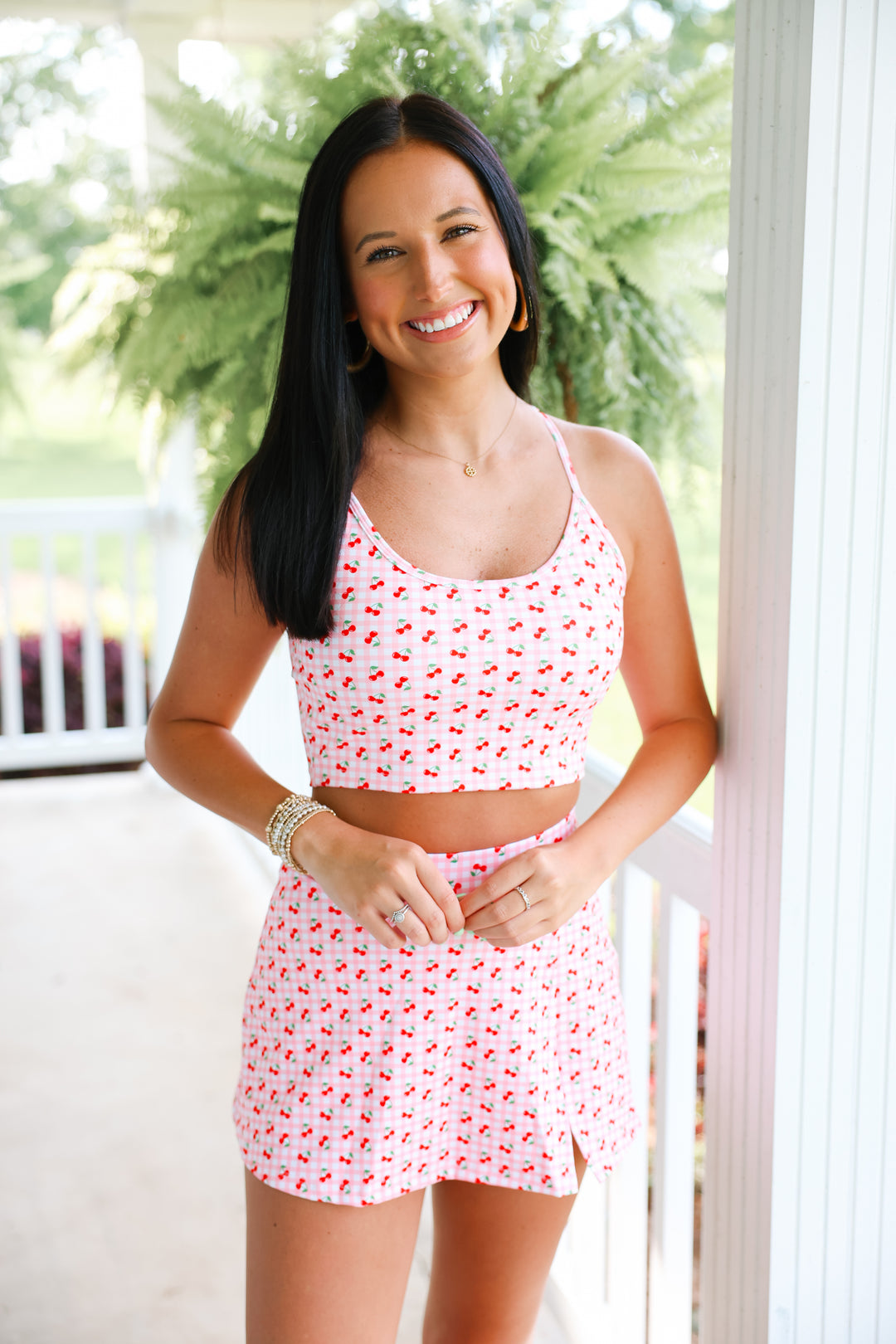 Cherry Gingham Athletic Set