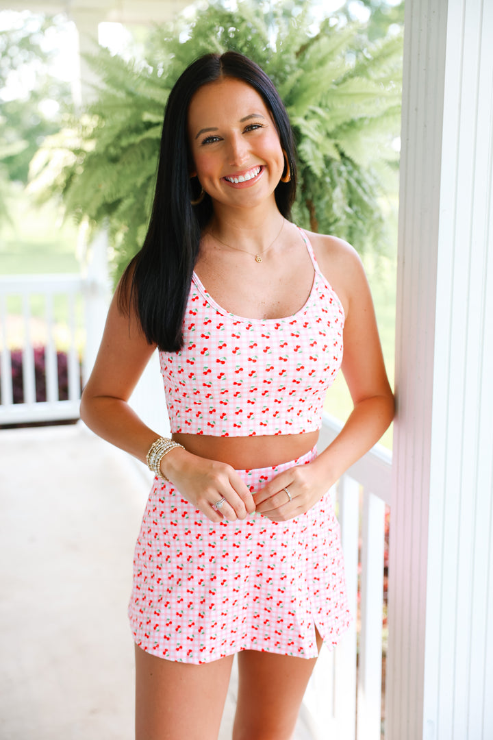 Cherry Gingham Athletic Set