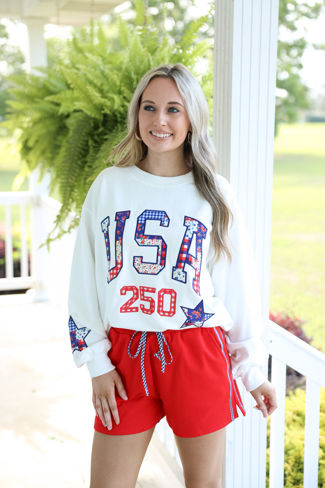 'USA' & 'STAR' Patchwork Printed Patches Sweatshirt