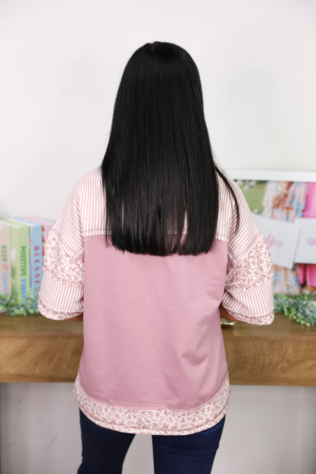 Oversized Half Button Down Collared Knit Top "Mauve"