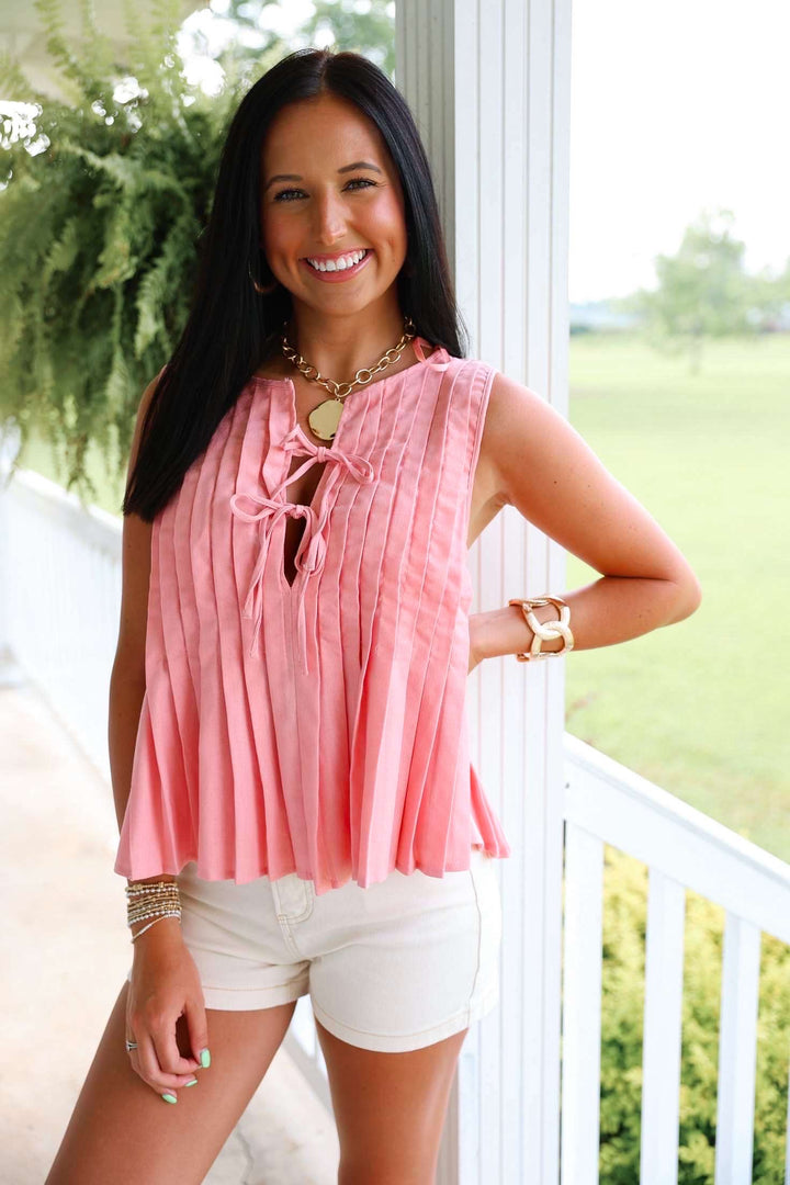 Pleated Woven Blouse "Blush"