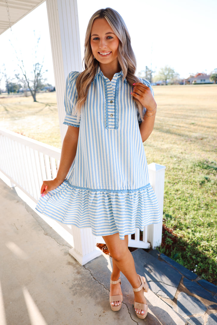 Striped Era Dress "Light Blue"