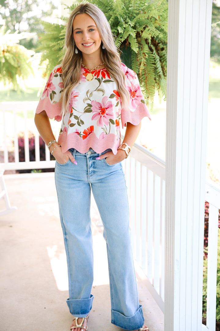 Call It Classy Top "Cream Floral"