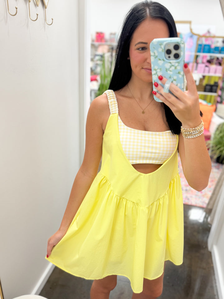 Double Layered Dress "Gingham Lemon"