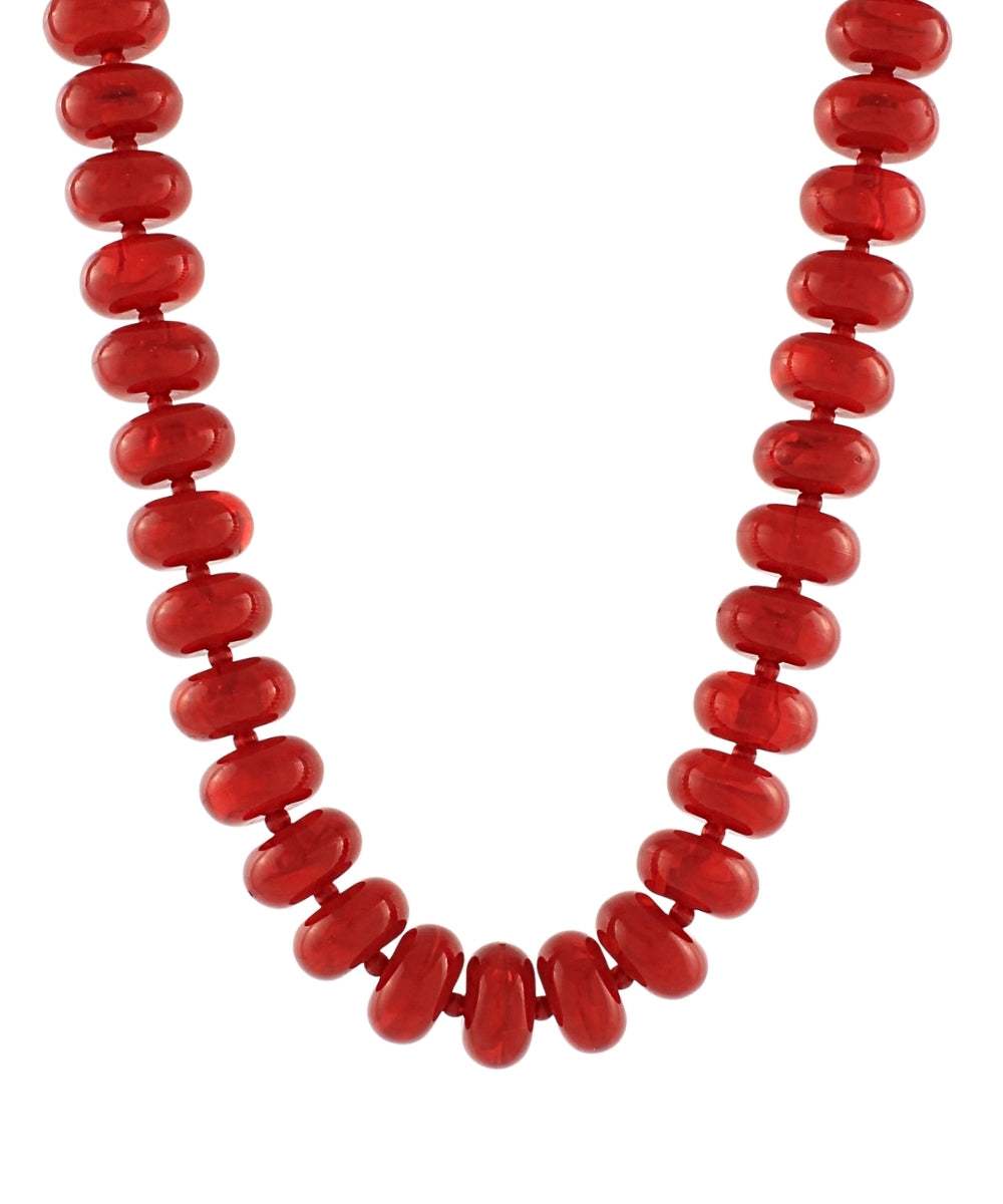 Colored Flat Ball Necklace "Red"