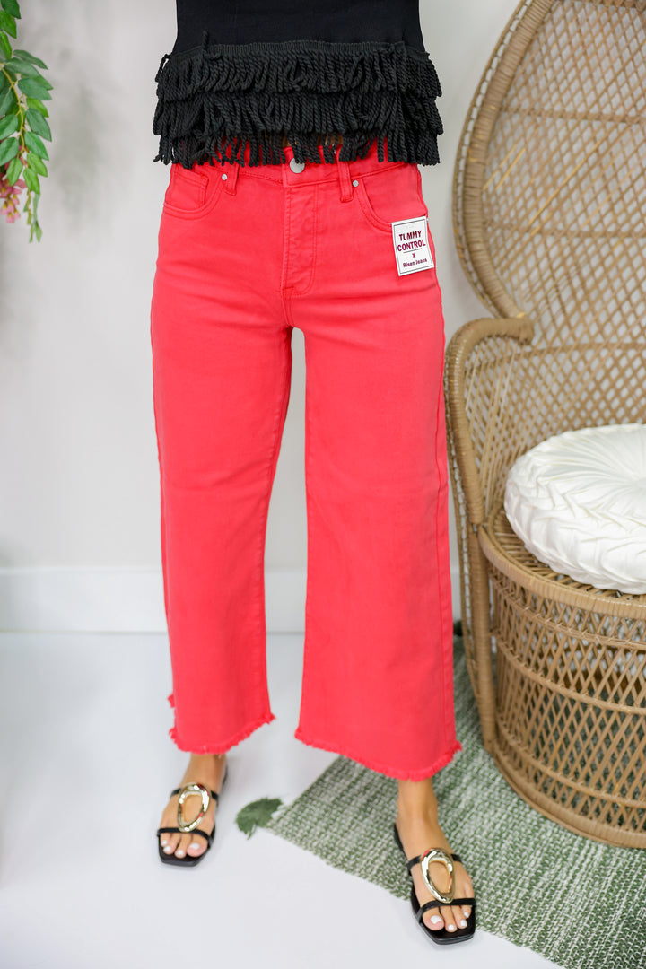 Risen - TC High Rise Crop Wide Pants "Scarlet"