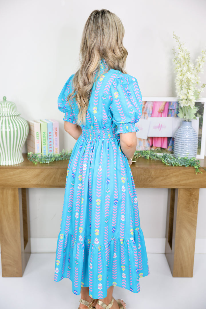 Color Spectrum Midi Dress "Mint Blue Mix"