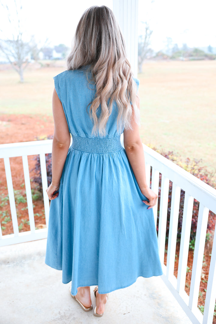 Gracious Zipper Dress "Light Denim"