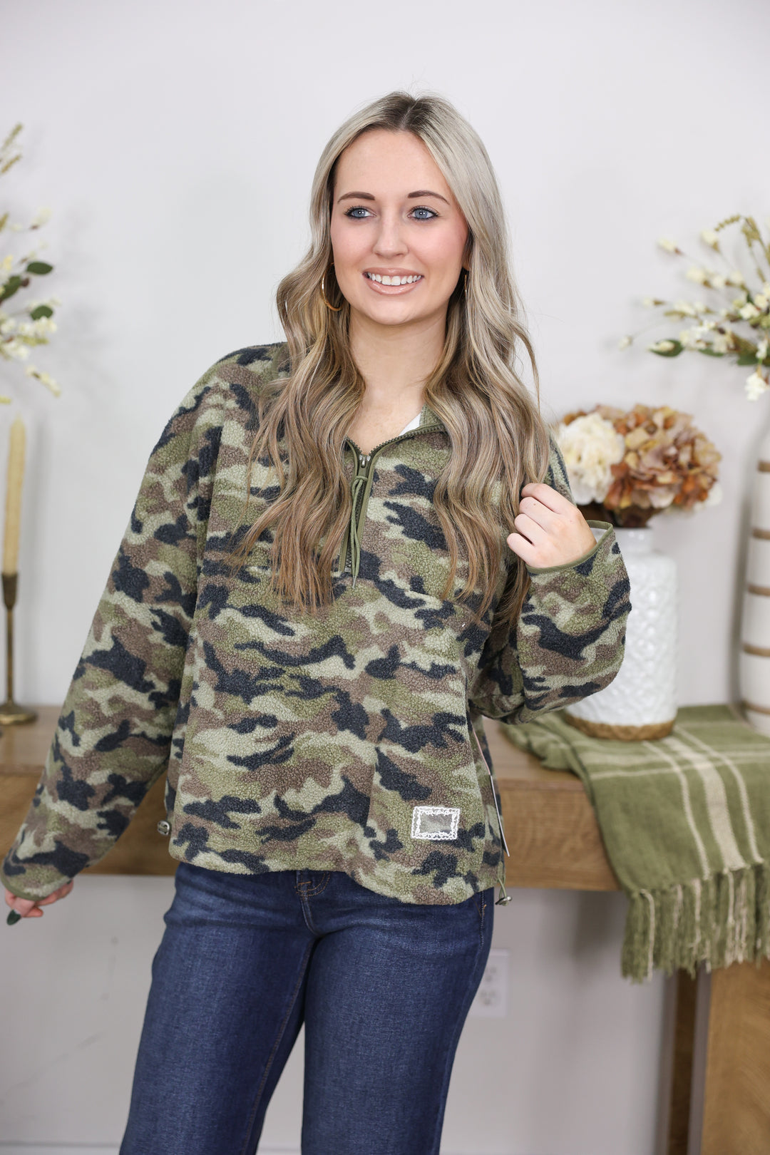 Camoflage Fleece Half Zip Pullover