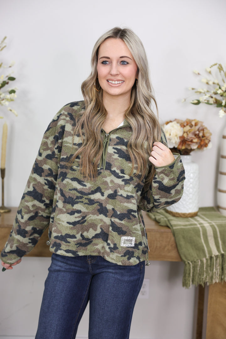 Camoflage Fleece Half Zip Pullover