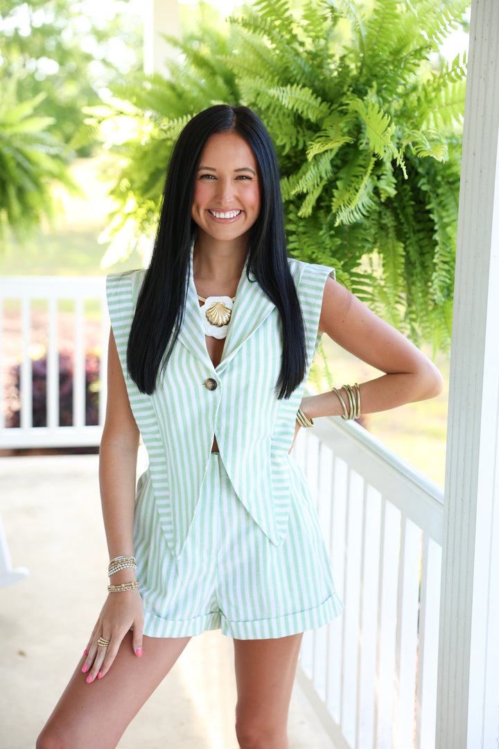 Boardwalk Breeze Romper "White/Mint"