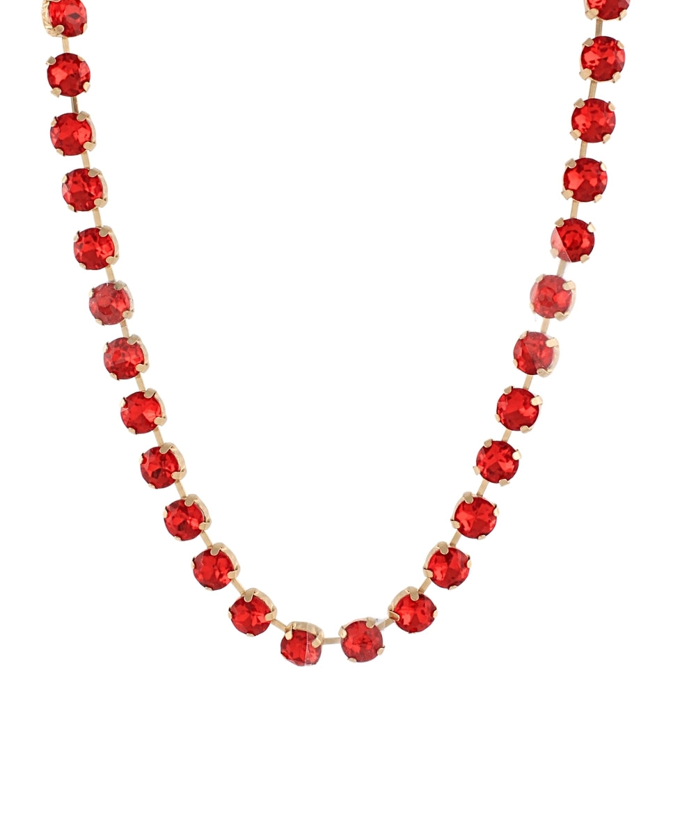 10mm Glass Stone Necklace "Red"