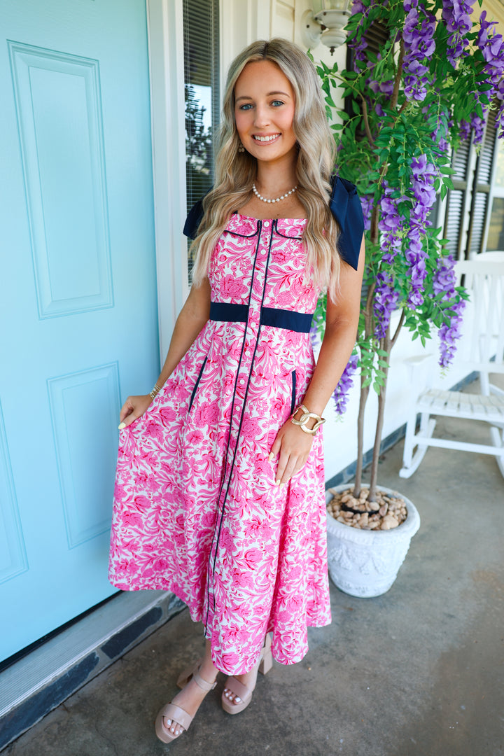 Stella Dress "Pink/Navy"
