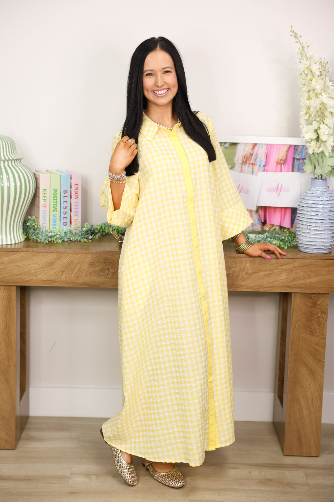 Merciful Gingham Dress "Lemon"