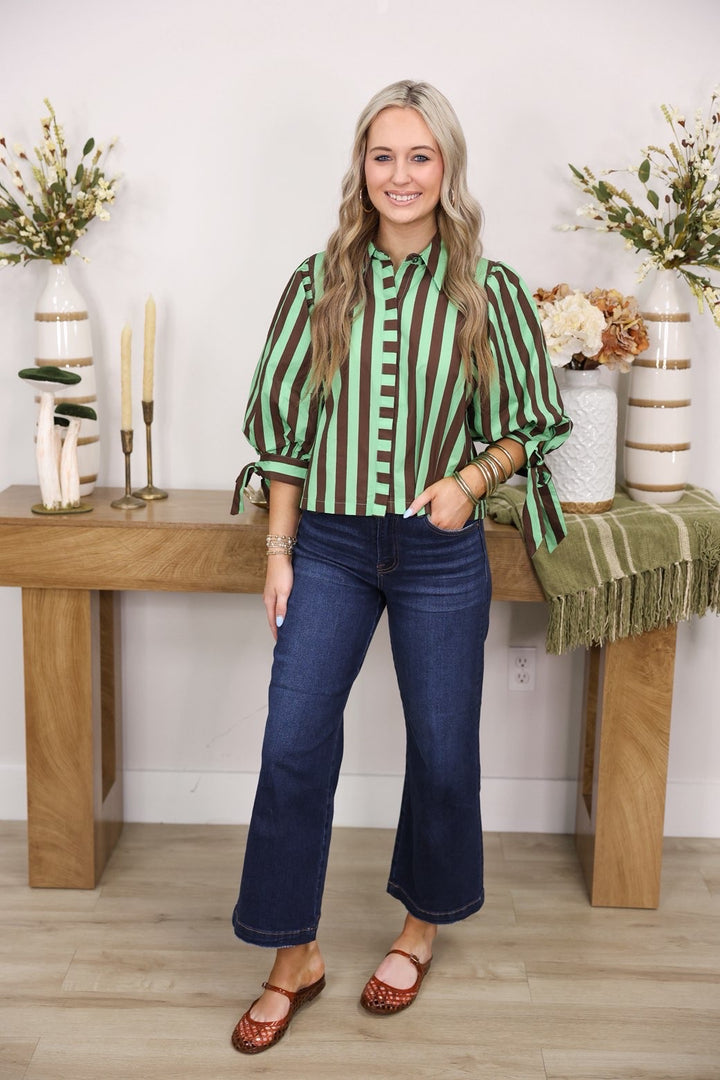 Sunny Side Stripe Top "Green Tea"