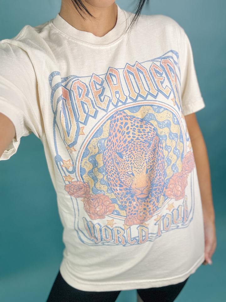 Dreamer Leopard World Tour Graphic Tee "Ivory"