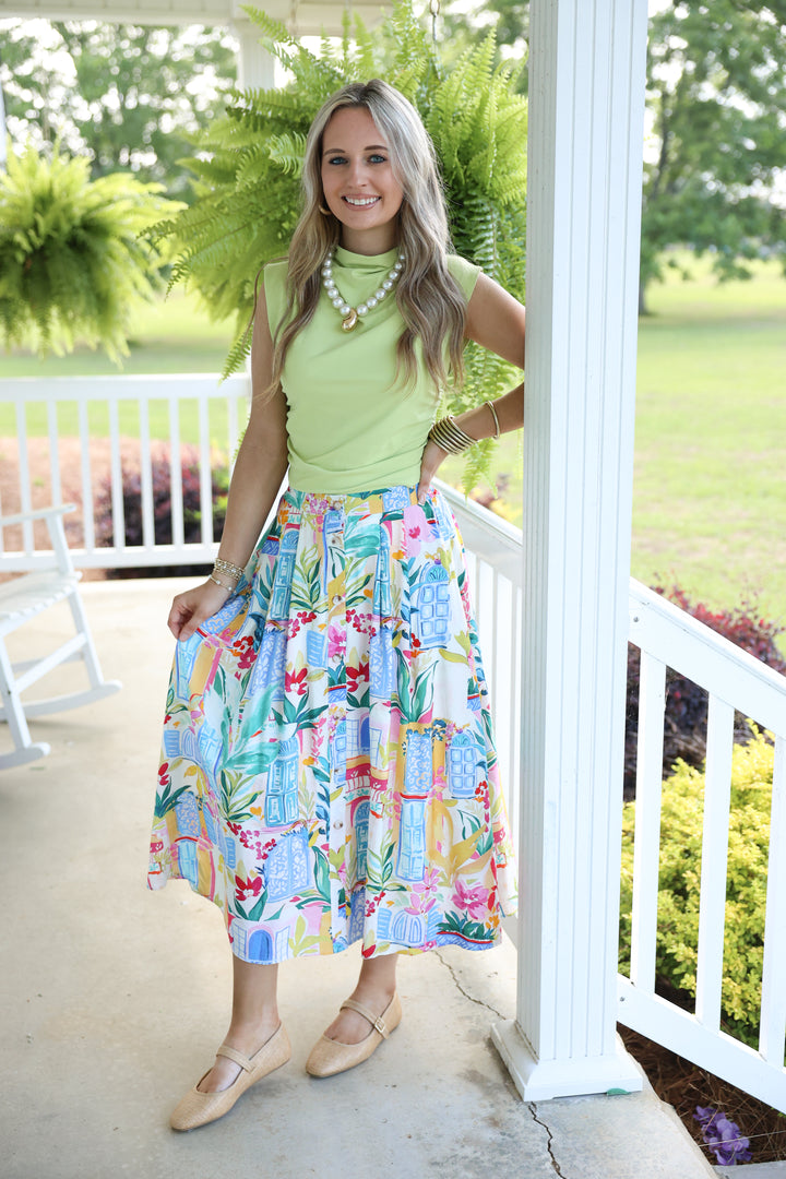 Seaside Villa Midi Skirt