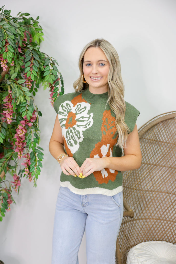Sweet As You Sweater Top "Olive"