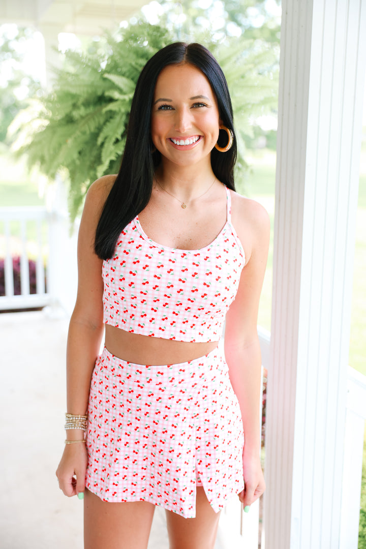 Cherry Gingham Athletic Set