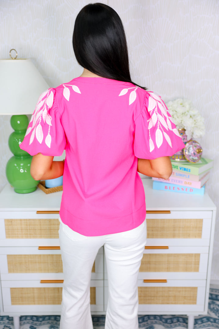 Hot Pink Embroidered Top