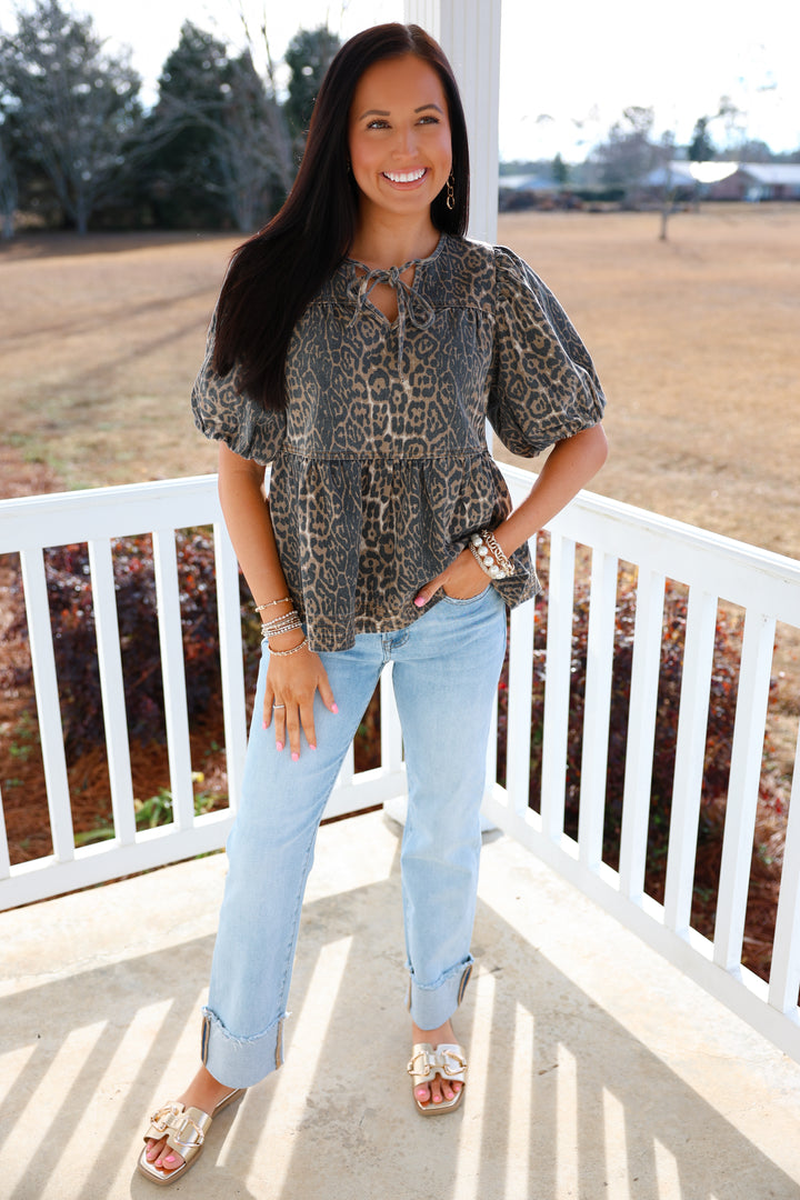 Leopard Babydoll Top