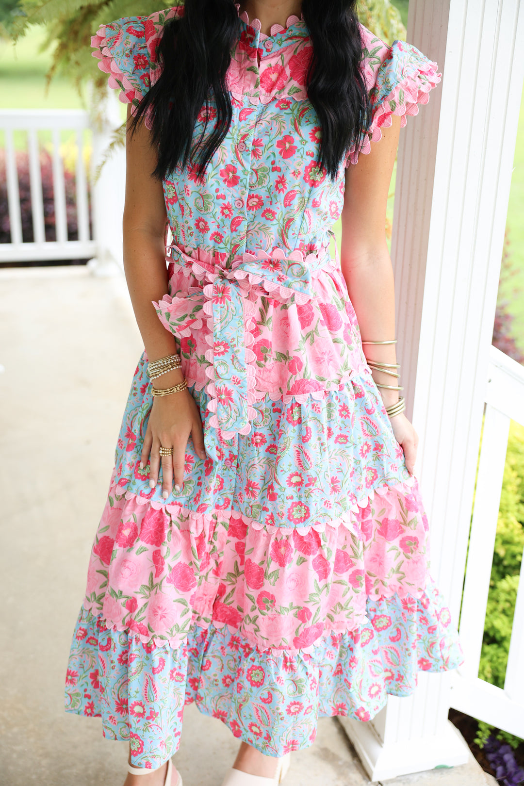 Southern Floral Midi Dress "Pink"