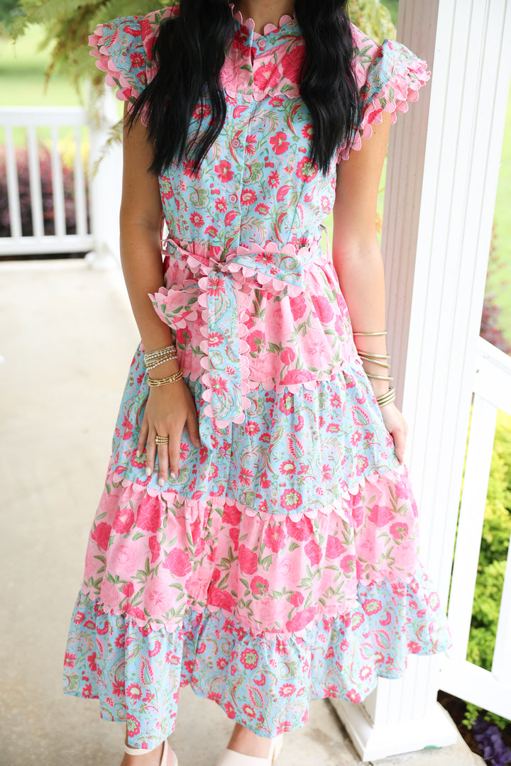 Southern Floral Midi Dress "Pink"
