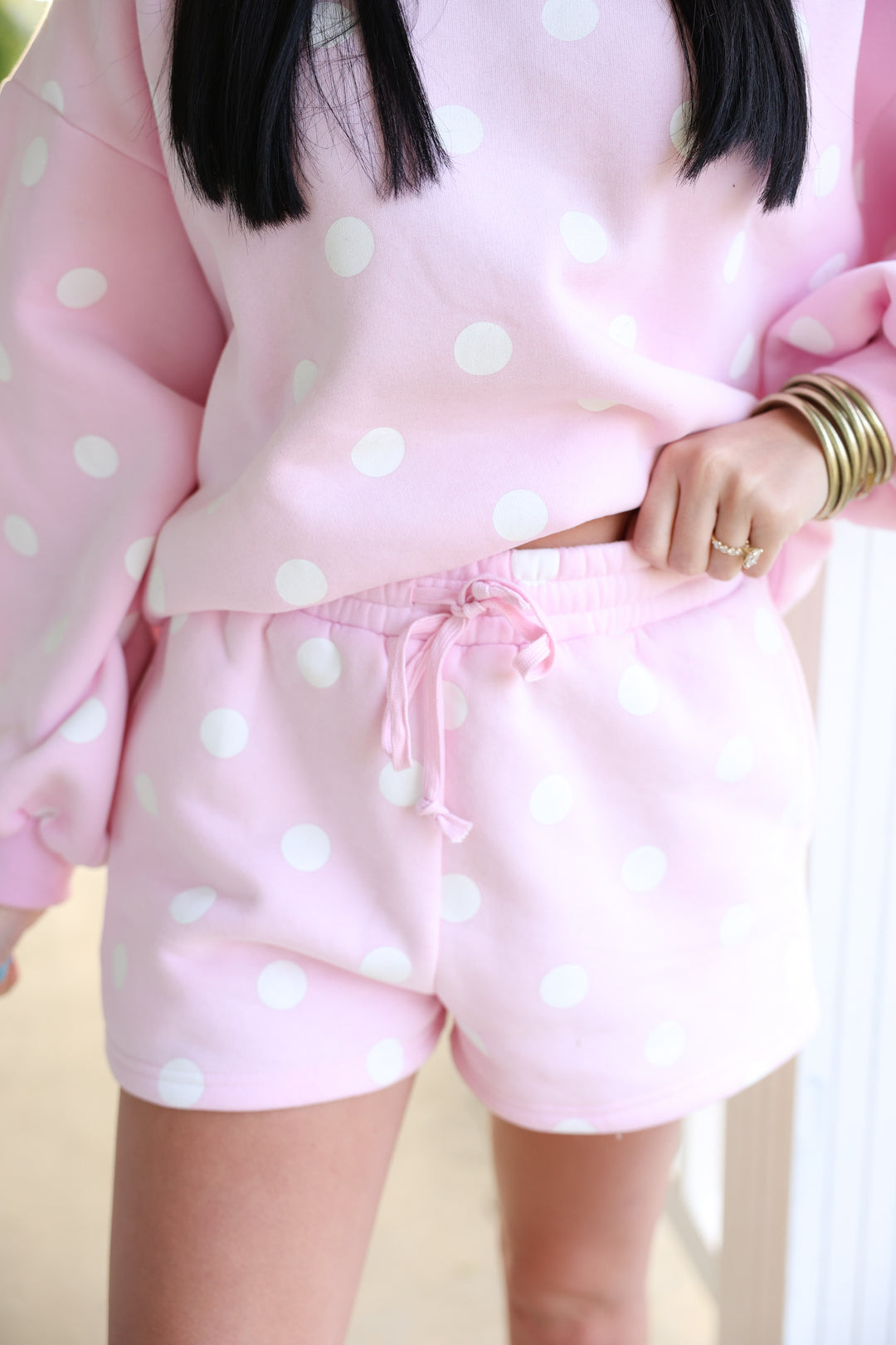 Polka Dot Fleece Set "Pink/White"