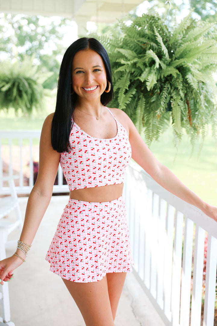 Cherry Gingham Athletic Set