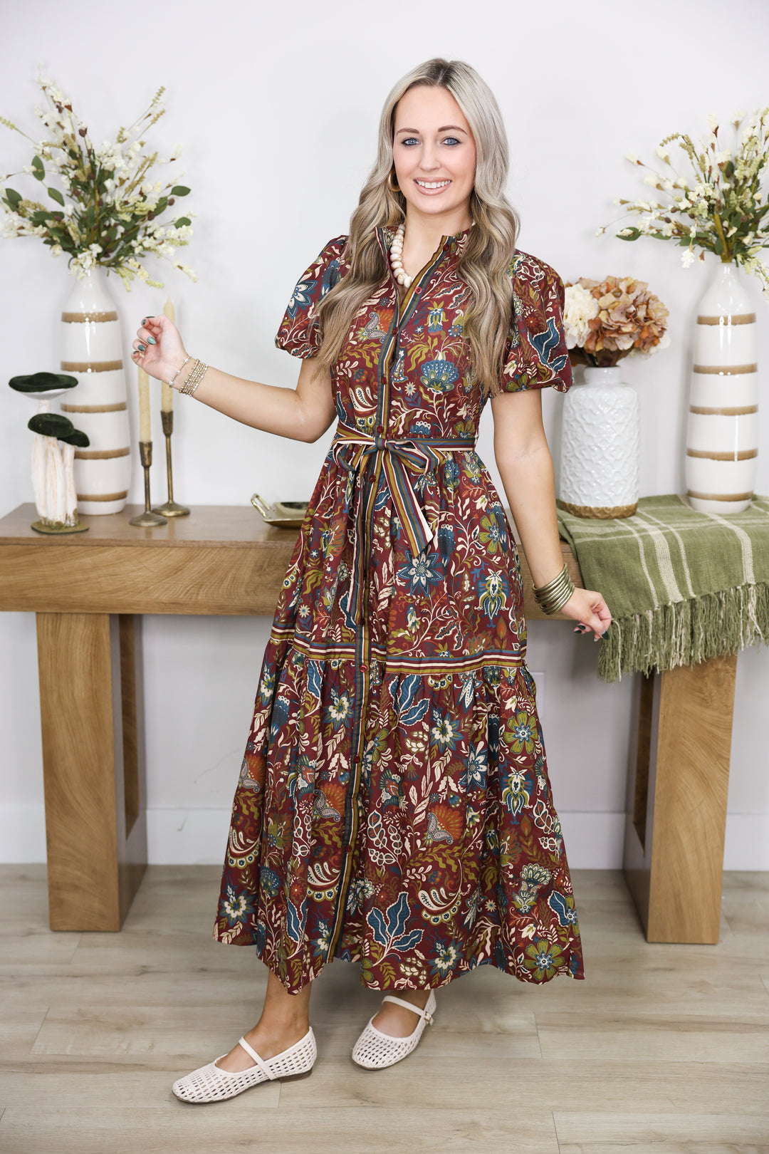 Burgundy Blooms Dress
