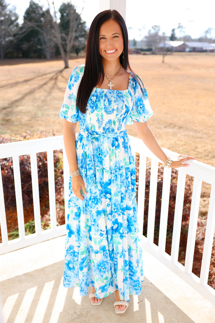 Blue Petal Maxi Dress