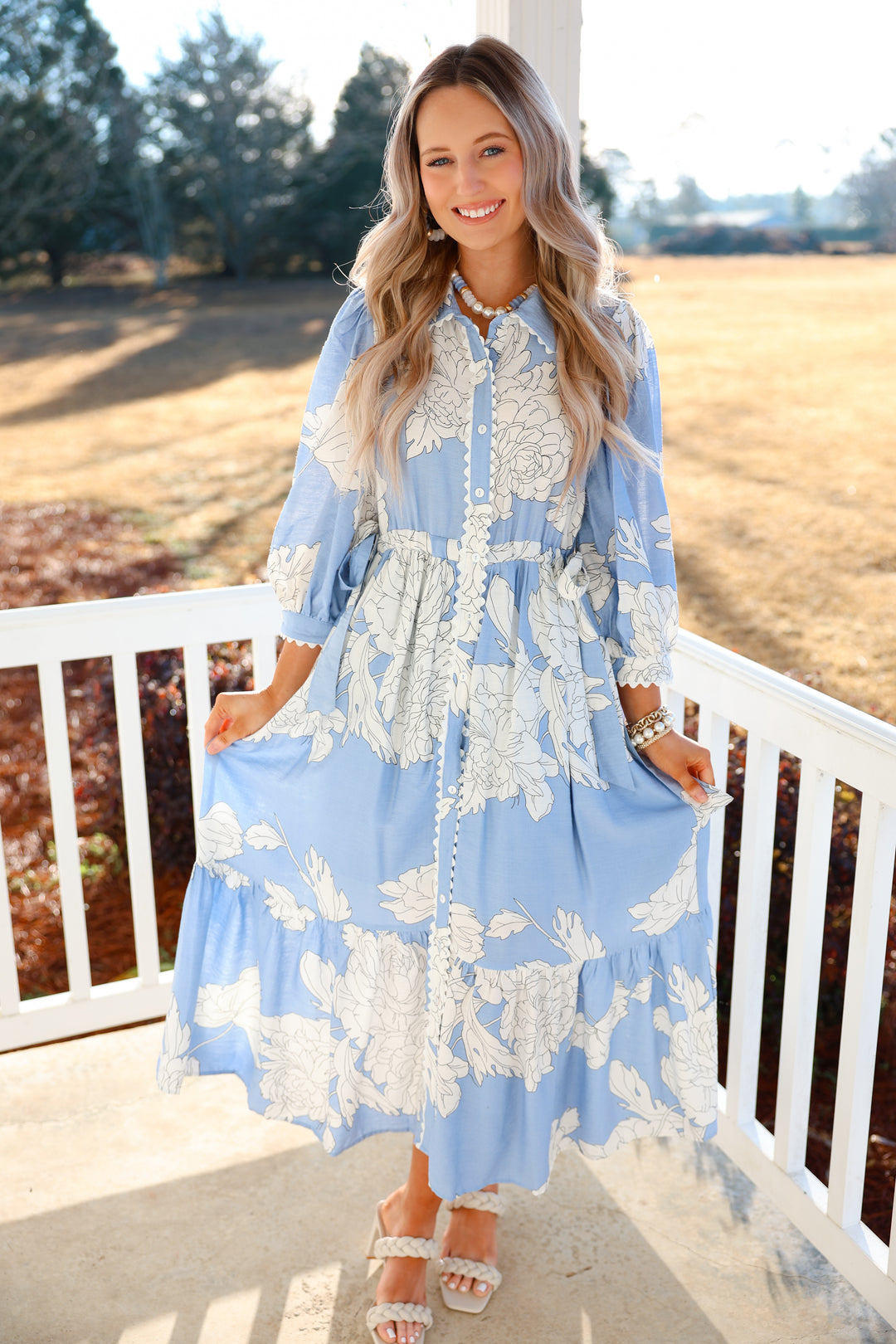 Petal Dreams Midi Dress "Blue"