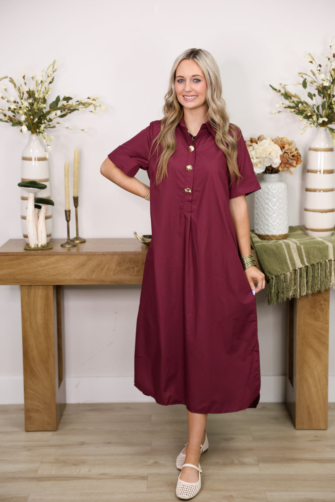 The Staple Midi Dress "Wine"
