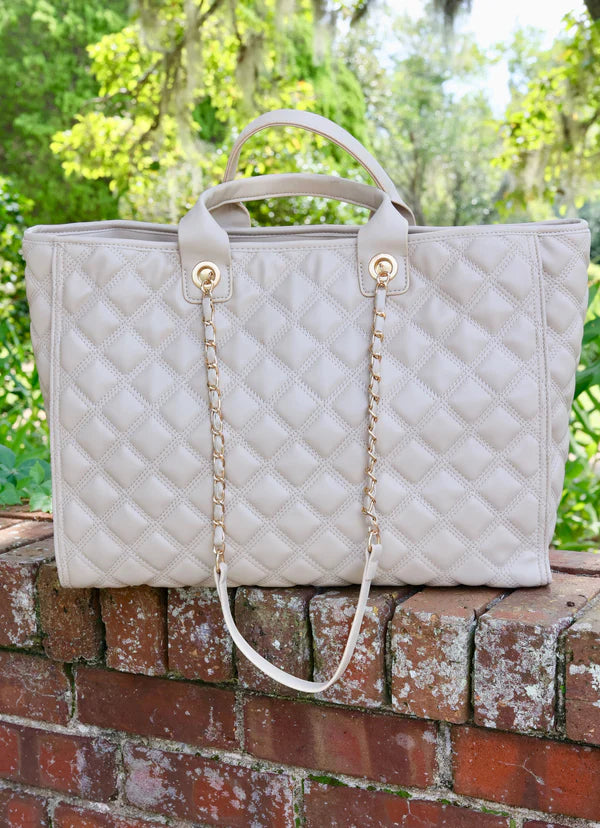 Caroline Hill Melissa Tote Bag "Nude Quilted DQ"