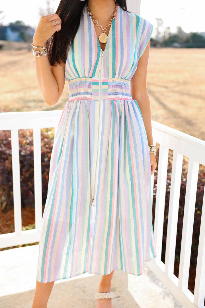 Gracious Zipper Dress "Pastel Multi"