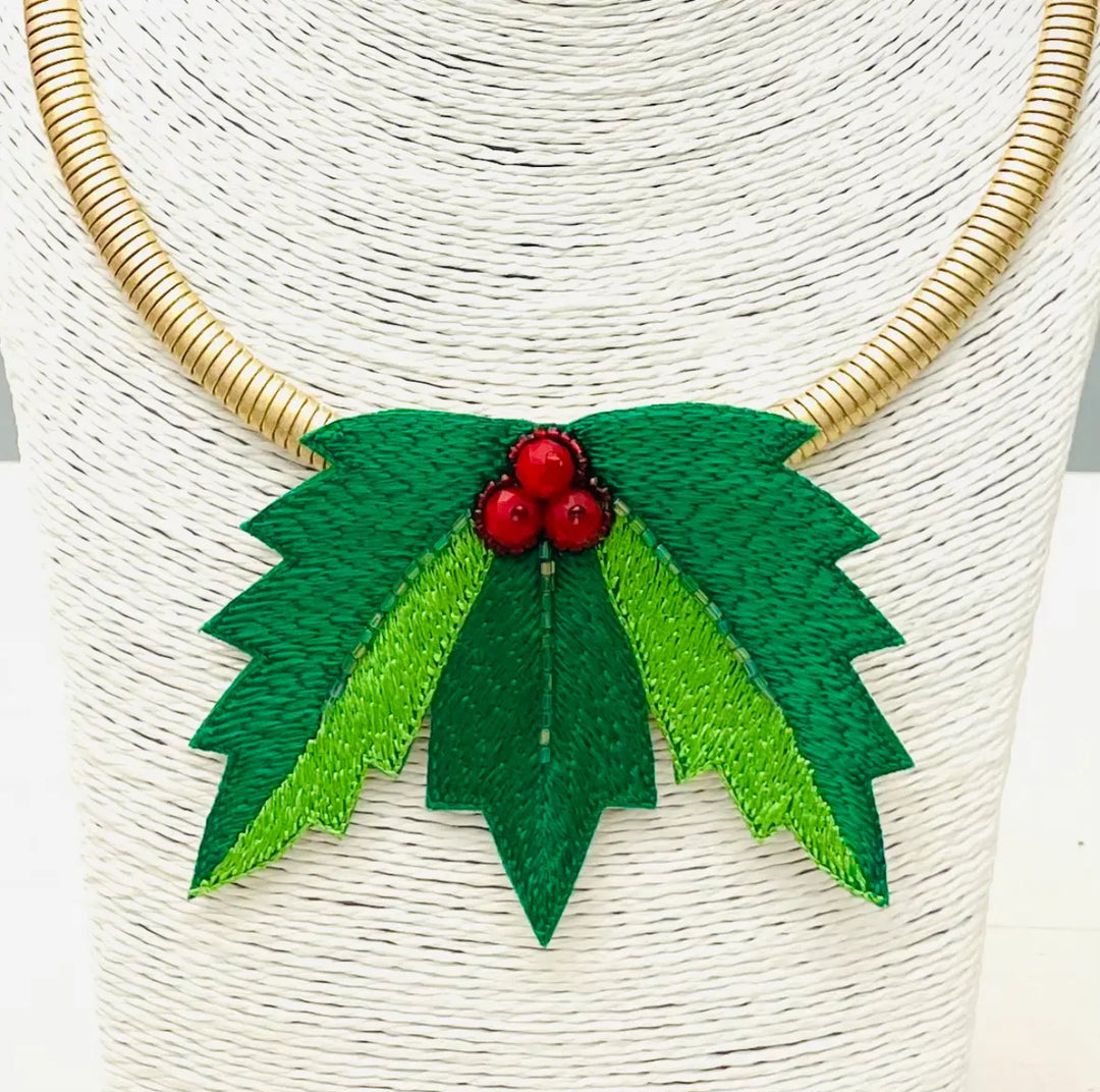 Holly Christmas Necklace