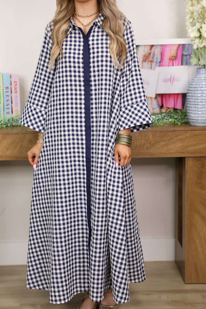 Merciful Gingham Dress "Navy"