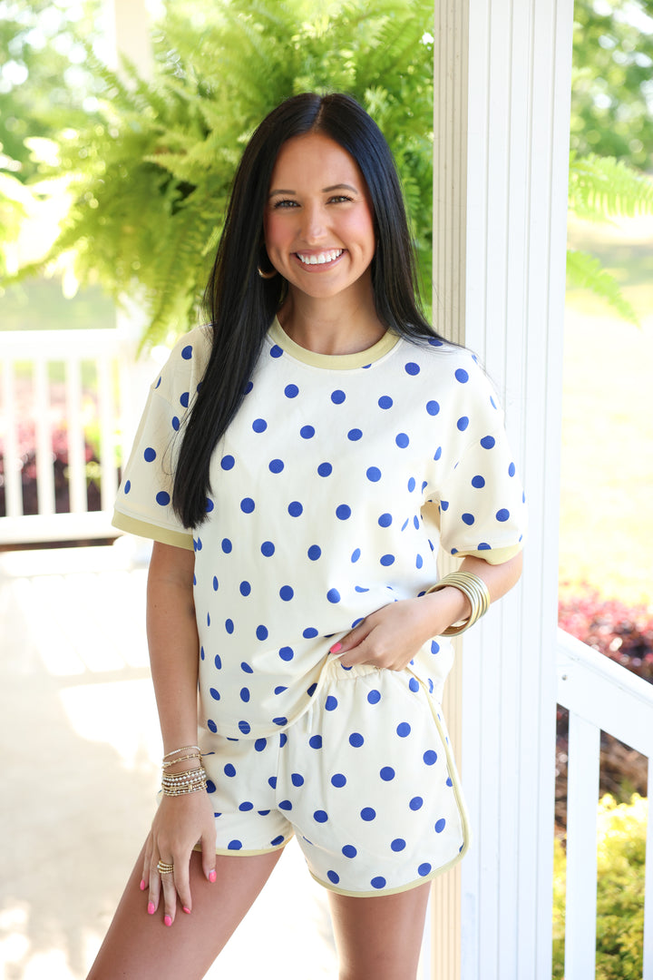 Classic Polka Dot Set "Cream/Blue"