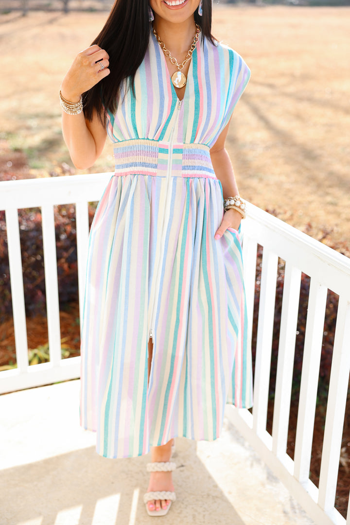 Gracious Zipper Dress "Pastel Multi"