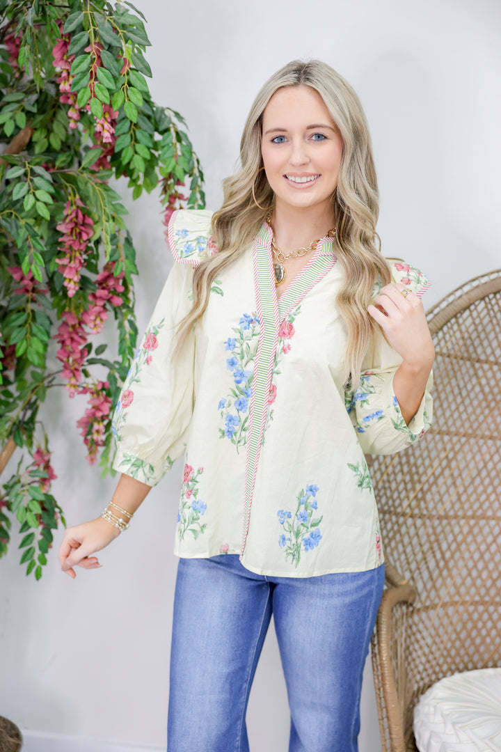 Mel Floral Top "Cream"