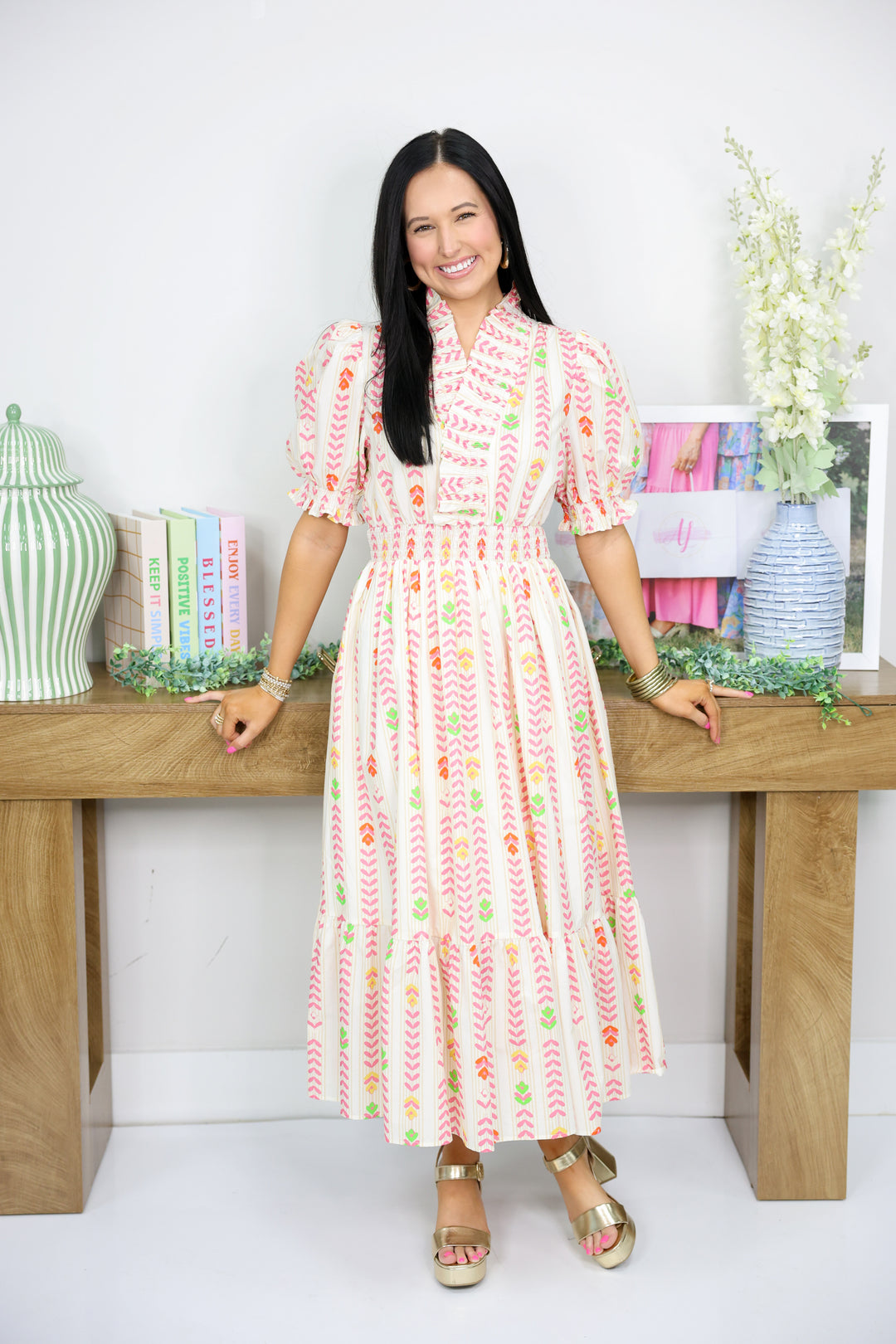 Color Spectrum Midi Dress "Cream Mix"