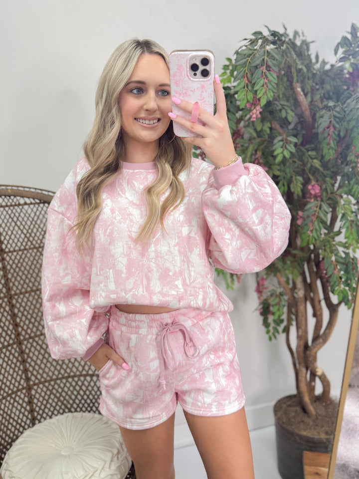 Woodland Camo Crewneck Set "Pink"