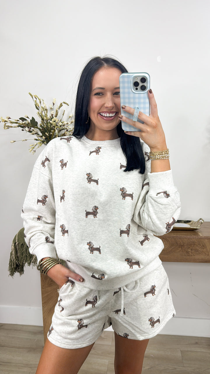 Weenie Dog Sweatshirt & Sweatshort Set "Melange"